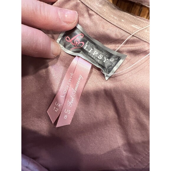 Pixie Lott Lipsy London Dress Sz 8 Rose Embellished Prom Bow Front Bling New - Picture 7 of 14